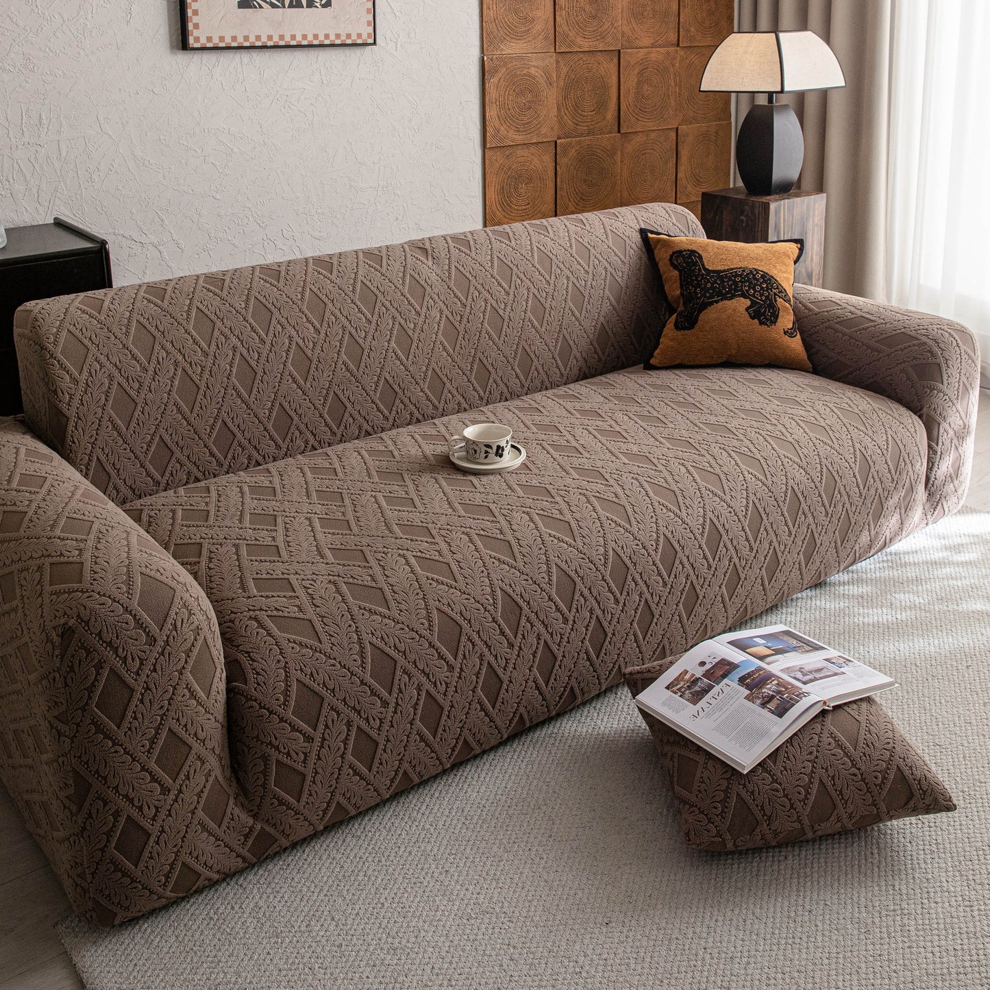 High Stretch 3D Jacquard Sofa Slipcovers, Pet Friendly Non Slip Sofa Cover Washable