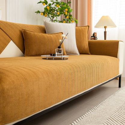 Herringbone Quilted Couch Seat and Backrest Cover, Separate Sofa Cushion Covers