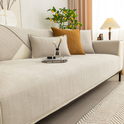 Herringbone Quilted Couch Seat and Backrest Cover, Separate Sofa Cushion Covers