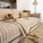 Textured Striped Sofa Cover with Plush Trim, Non-Slip Couch Protector Sectional Covers
