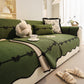 Chenille Herringbone Sofa Cover, Couch Protector with Bow Detail & Scalloped Trim