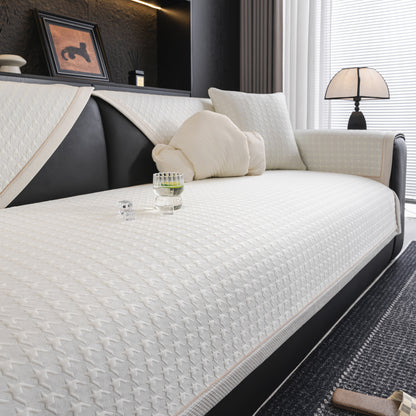 Houndstooth Ice Silk Breathable Sofa Cover, Modern Non-Slip Summer Couch Protector