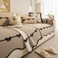 Chenille Herringbone Sofa Cover, Couch Protector with Bow Detail & Scalloped Trim