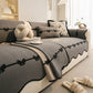 Chenille Herringbone Sofa Cover, Couch Protector with Bow Detail & Scalloped Trim