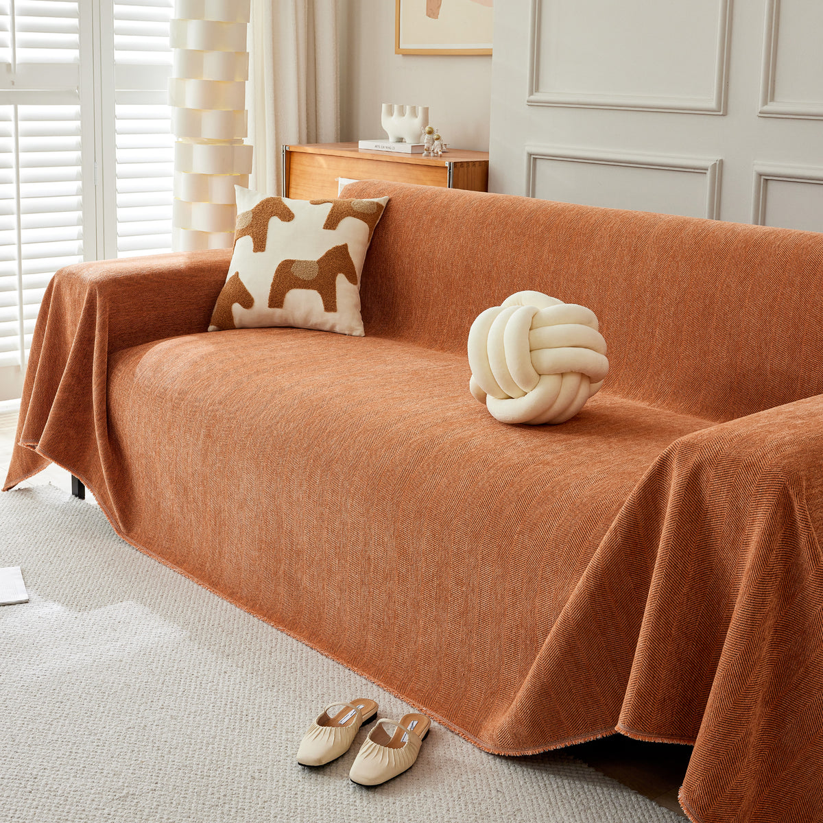 Fischgrät Übergroße Chenille Couchwurfdecke Sofa-Hussen Couchbezüge fü – Slipcover KAS™