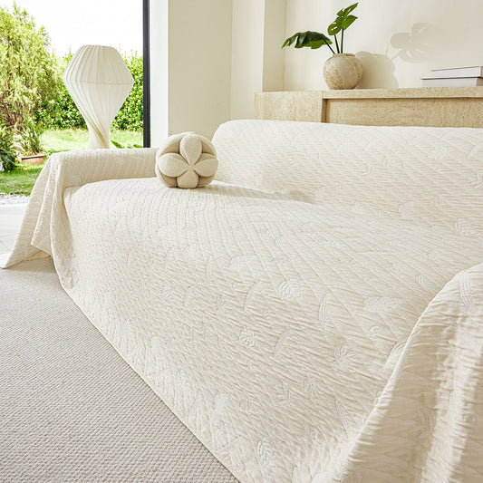 Soft Breathable Sofa Cover Blanket,Botanical Embossed Furniture Protector Throw Cover