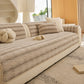 Plush Faux Rabbit Fur Sofa Cover, Warm Non-Slip Couch Protector for Leather Sofas