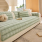 Plush Faux Rabbit Fur Sofa Cover, Warm Non-Slip Couch Protector for Leather Sofas