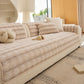 Plush Faux Rabbit Fur Sofa Cover, Warm Non-Slip Couch Protector for Leather Sofas