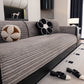 Plush Striped Couch Seat and Backrest Cover, Non-Slip Individual Sofa Protector