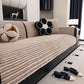 Plush Striped Couch Seat and Backrest Cover, Non-Slip Individual Sofa Protector