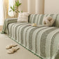 Textured Striped Sofa Throw Cover, Soft Woven Couch Protector with Fringe Edges
