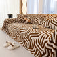 Plush Sherpa Sofa Throw Cover for Sectional, Jacquard Wave Throw Furniture Protector