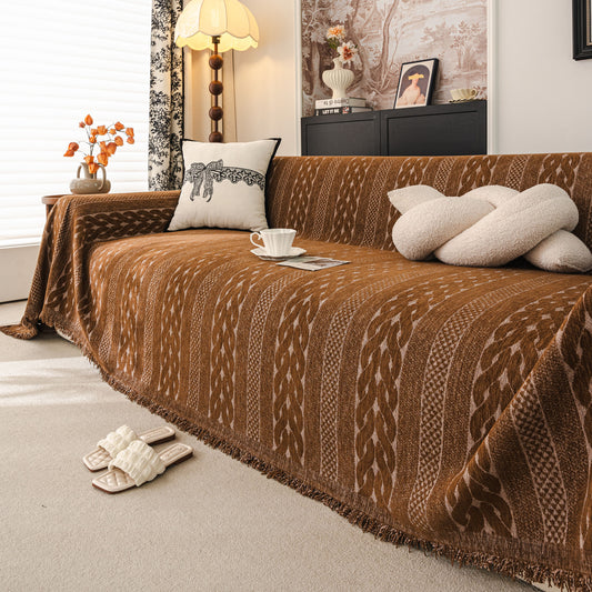 Sofa Cover Blanket Throw with Tassels, Decorative Furniture Protector for Dogs/Pets