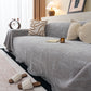 Chenille Sofa Cover Throw Blanket, Woven Textured Minimalist Wabi-Sabi Couch Cover