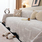 Chenille Sofa Cover Throw Blanket, Woven Textured Minimalist Wabi-Sabi Couch Cover