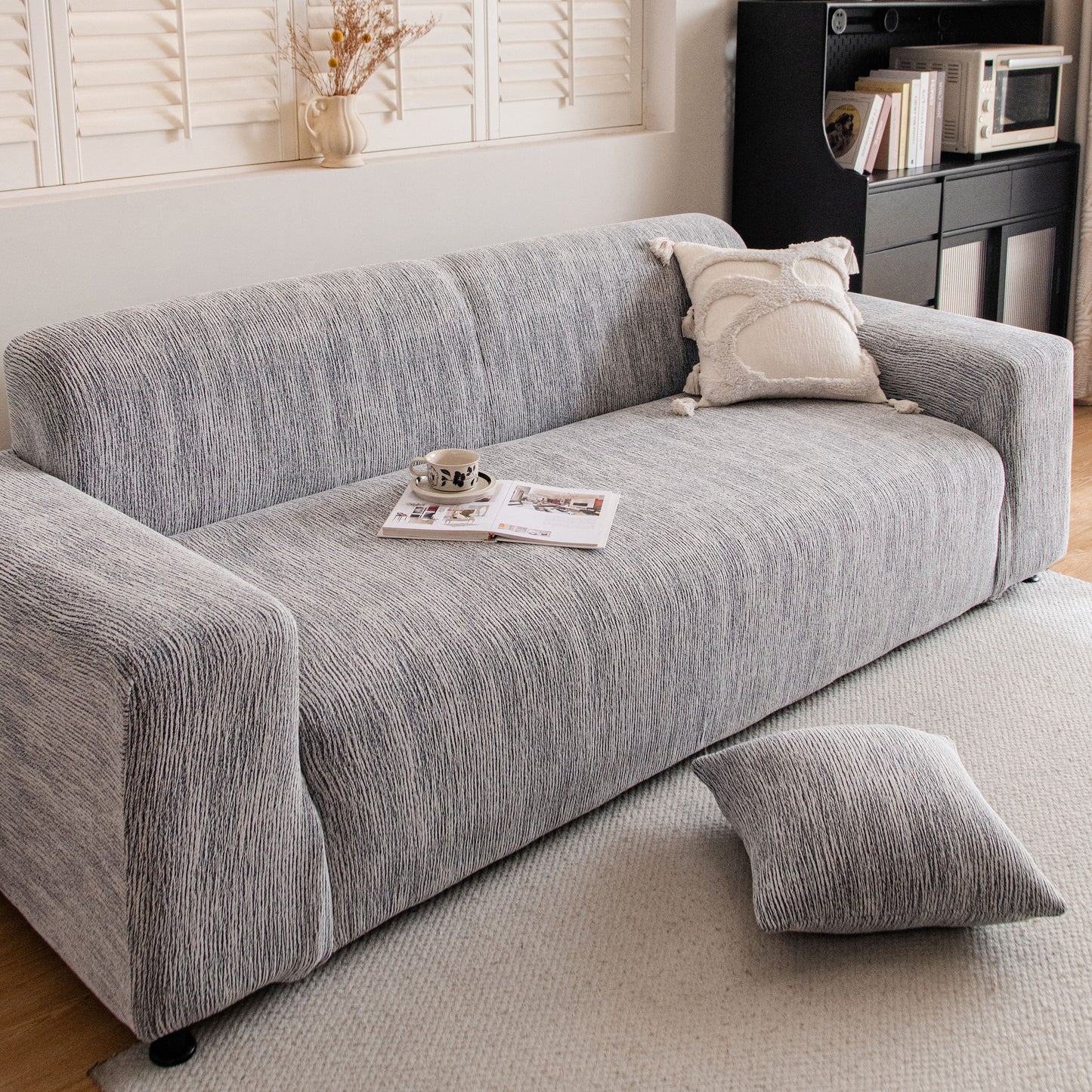 Wavy Jacquard Sofa Cover, High Stretch Crinkle Textured Couch Slipcover KAS Washable