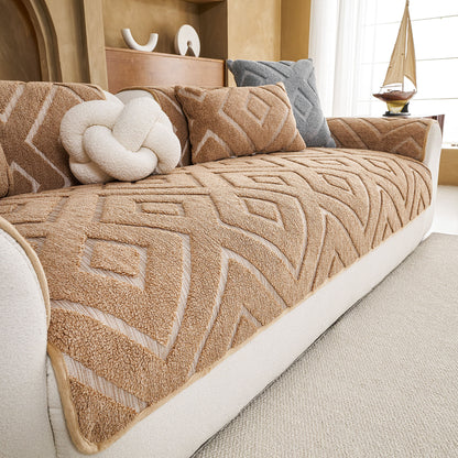 Thick Sherpa Sofa Protector Cover, Warm Plush Couch Cover for Seat, Backrest & Armrest