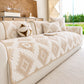 Cozy Thickened Sherpa Sofa Protector, Geometric Non-Slip Couch Cover for Pets & Kids