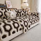 Sherpa Fleece Geometric Sofa Cover, Non-Slip Warm Couch Protector for Pets & Kids