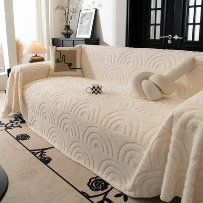 Plysch Varm Dekor Sofföverdrag Mjuk Jacquard Fleece Plädar för Säng Soffa Stol
