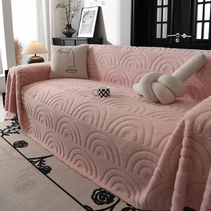 Plysch Varm Dekor Sofföverdrag Mjuk Jacquard Fleece Plädar för Säng Soffa Stol