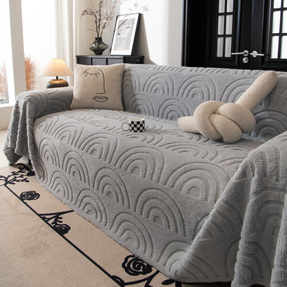 Plysch Varm Dekor Sofföverdrag Mjuk Jacquard Fleece Plädar för Säng Soffa Stol