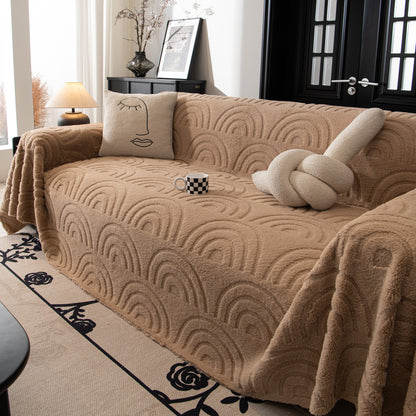 Plysch Varm Dekor Sofföverdrag Mjuk Jacquard Fleece Plädar för Säng Soffa Stol