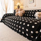 Plush Fleece Sofa Cover Throw, Soft Textured Polka Dot Couch Protector Blanket for Pets