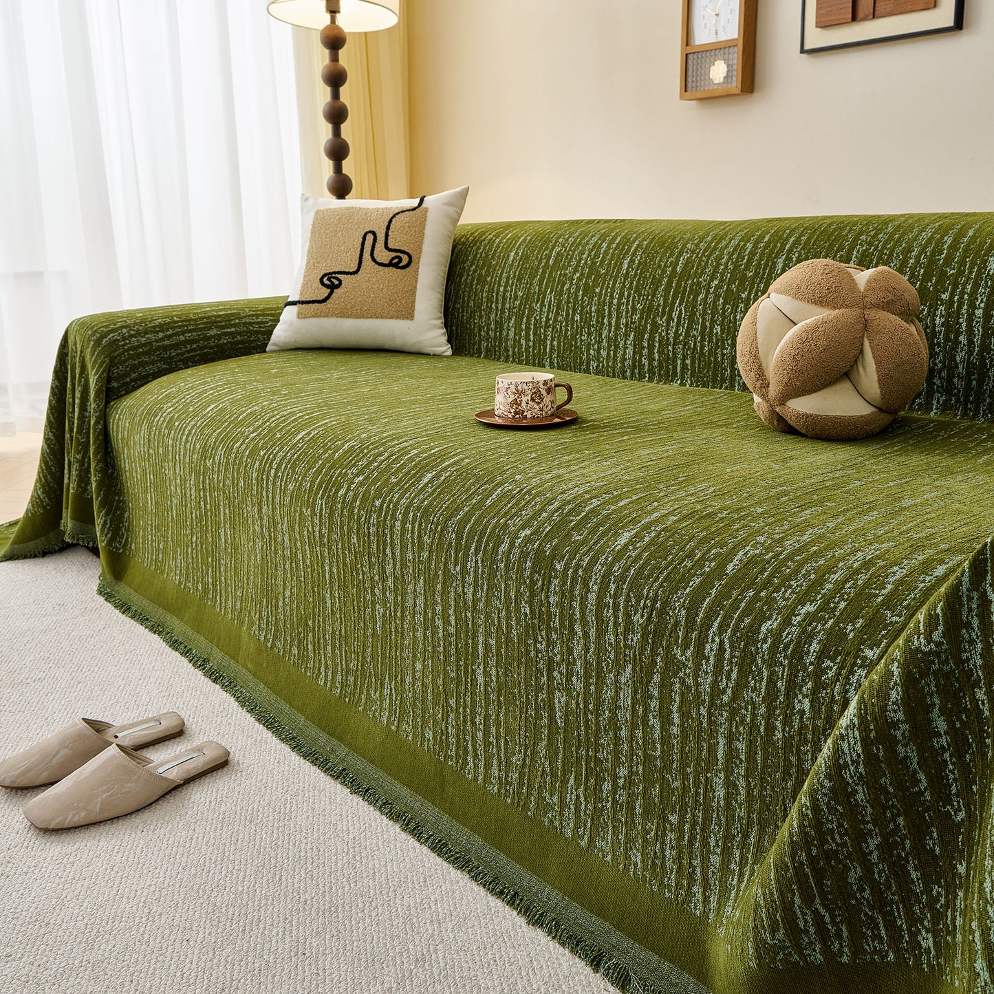 Textured Sofa Cover Blanket for Couch, Modern Decorative Furniture Protector Throw