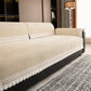 Non-Slip Waffle Texture Couch Cover with Lace Trim, Separate Sectional Sofa Protector