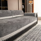Non-Slip Waffle Texture Couch Cover with Lace Trim, Separate Sectional Sofa Protector