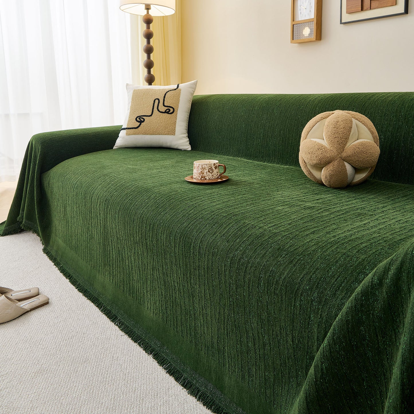 Textured Sofa Cover Blanket for Couch, Modern Decorative Furniture Protector Throw