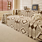 Modern Boho Geometric Plush Sofa Throw Cover, Soft Cozy Textured Slip Cover for Couch