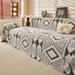 Modern Boho Geometric Plush Sofa Throw Cover, Soft Cozy Textured Slip Cover for Couch