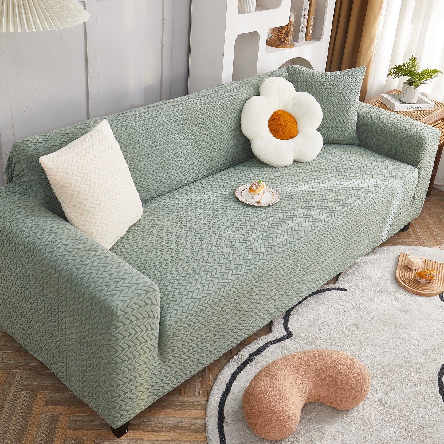 3D Geometric Stretch Sofa Slipcovers Non Slip Pet Friendly Washable Fitted Sofa Covers