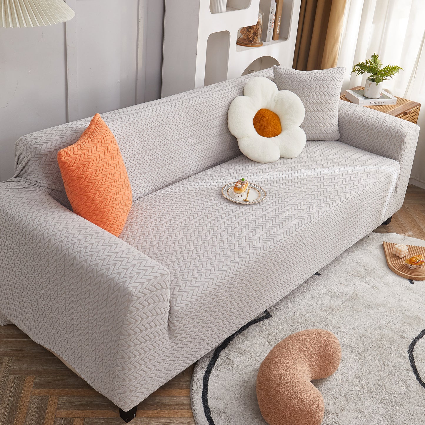 3D Geometric Stretch Sofa Slipcovers Non Slip Pet Friendly Washable Fitted Sofa Covers