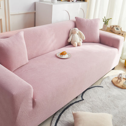 Grid Textured Stretch Sofa Cover, Soft Elastic Slipcover for Couch Protection