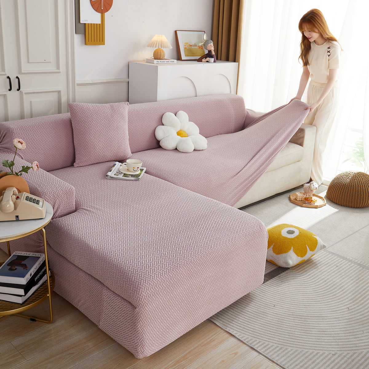 L Shape Couch Covers Stretch Slipcovers Furniture Protector with 1pcs – Slipcover KAS™