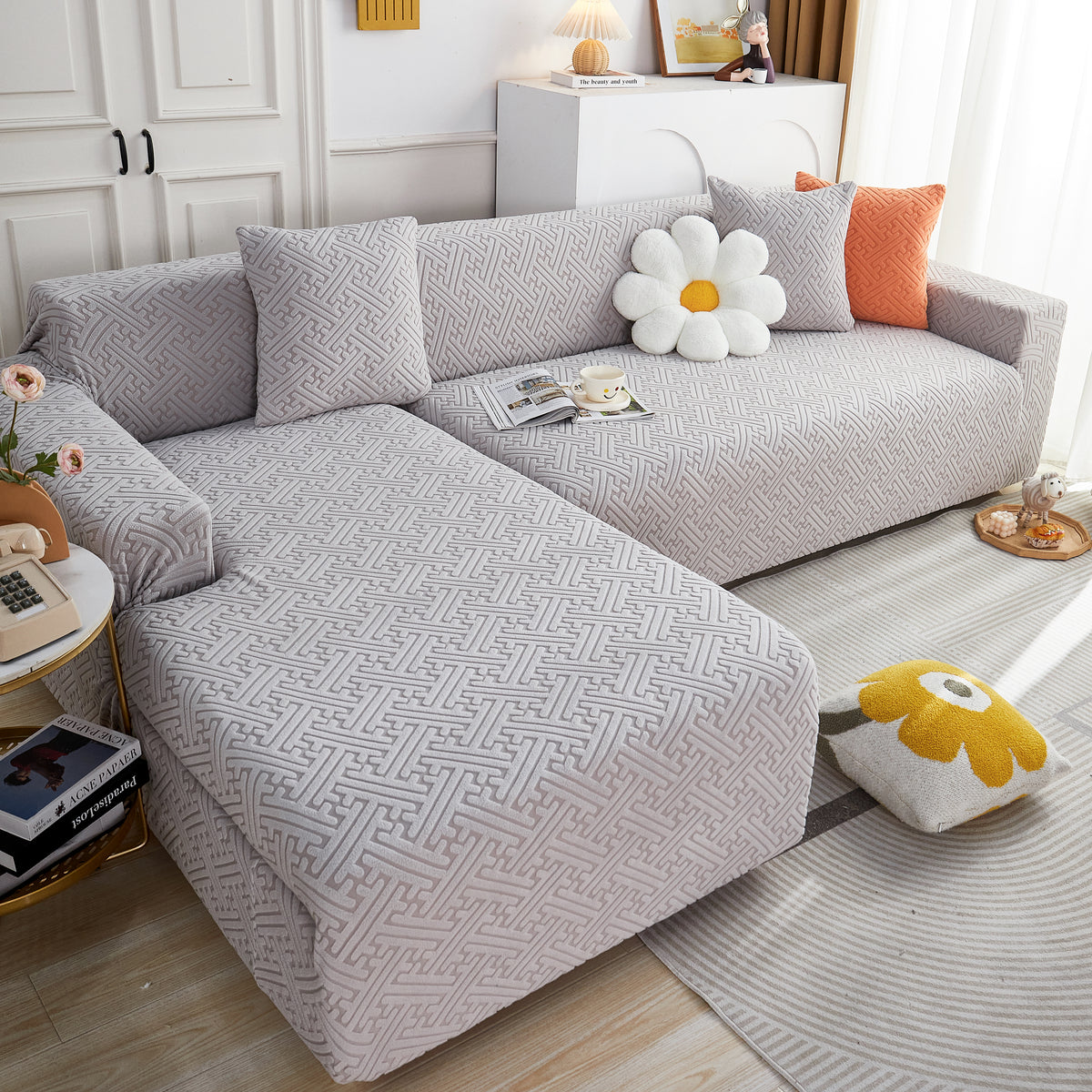 L-förmiger Sectional Sofa Bezug Weicher Stretch Möbel Schutz Couch Übe – Slipcover KAS™