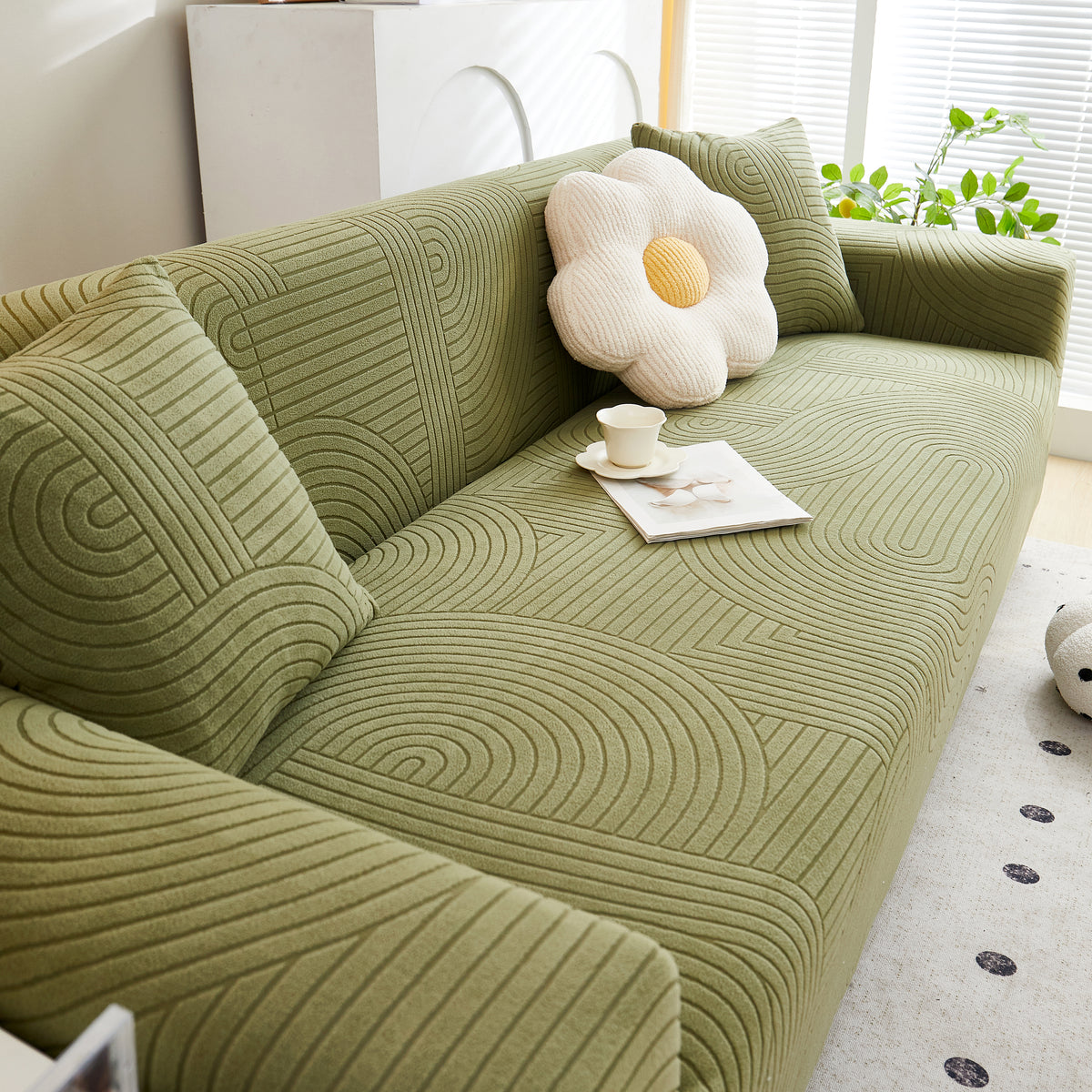 Fleece Stretch Sofa Bezug Waschbar Weicher Spandex Couchbezug Möbel Sc – Slipcover KAS™