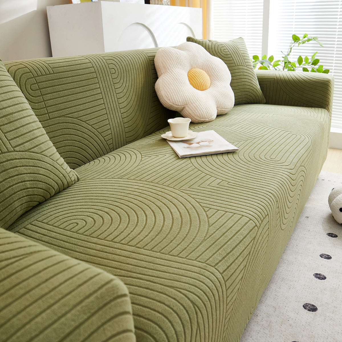 Fleece Stretch Sofa Bezug Waschbar Weicher Spandex Couchbezug Möbel Sc – Slipcover KAS™