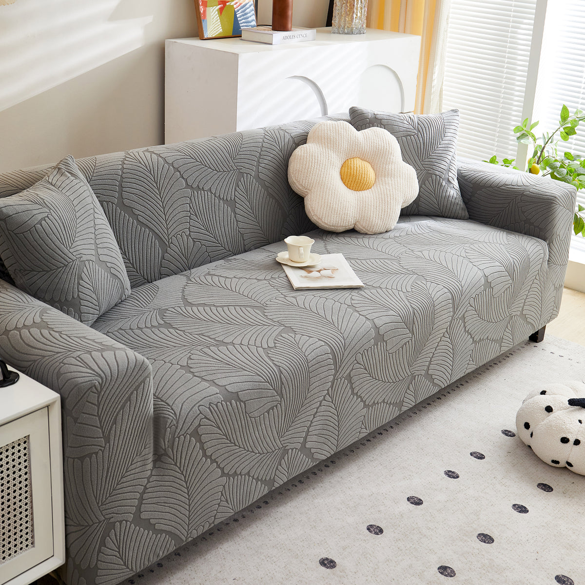Jacquard Blatt Stretch Sofa Schutzbezug Weich Waschbar Spandex Couch H – Slipcover KAS™