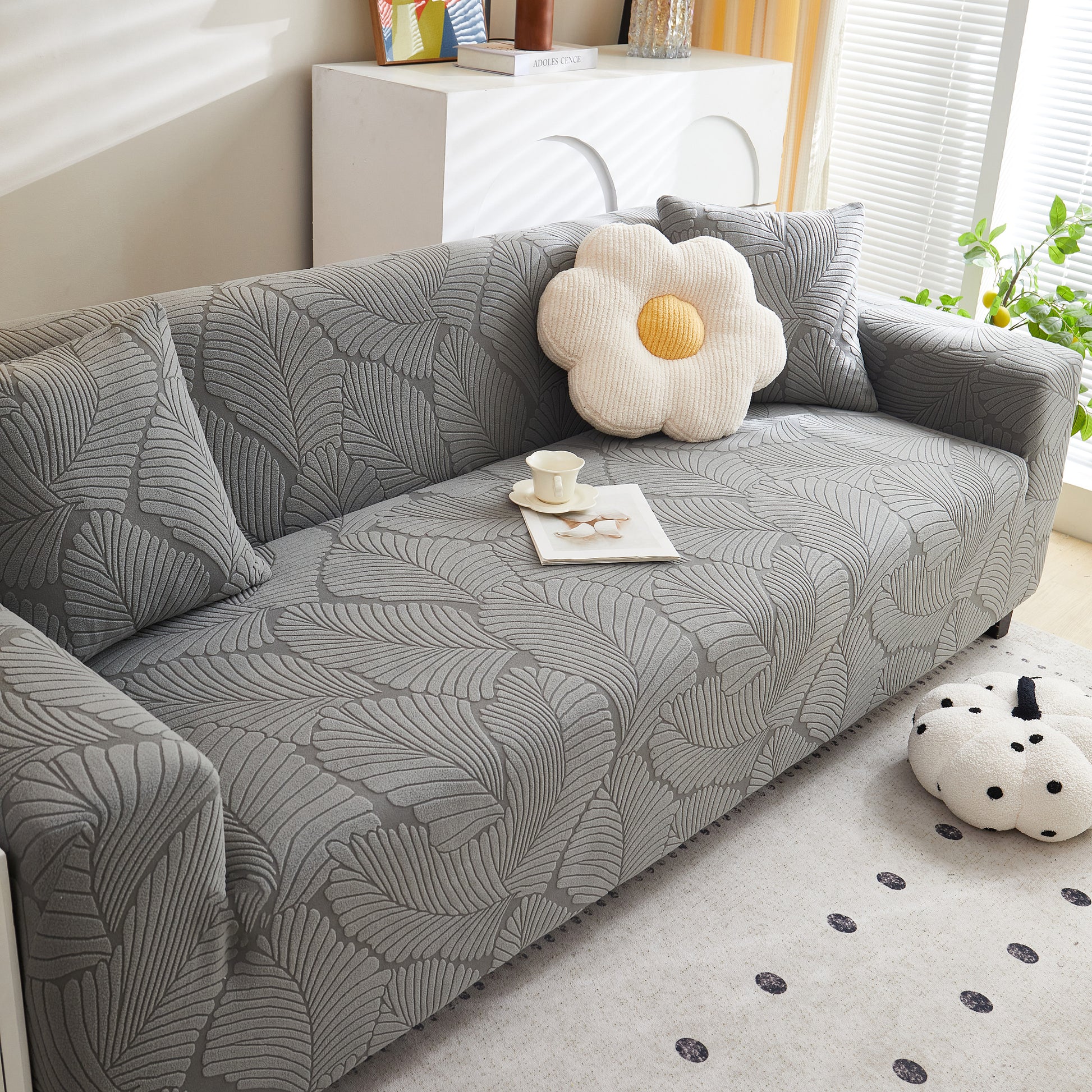 Jacquard Blatt Stretch Sofa Schutzbezug Weich Waschbar Spandex Couch H – Slipcover KAS™