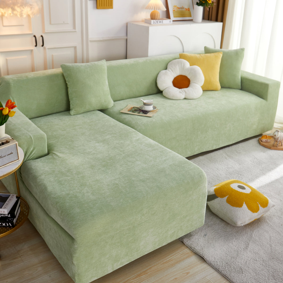 L-Form Couchbezug Stretch Weich Sectional Sofa Bezug Möbel Schutz Überwurf für Couch mit 1 Stück kostenlosen Kissenbezügen