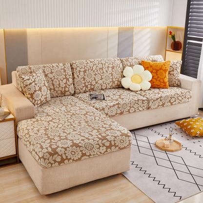 Copertura per Divano in Fleece Jacquard con Motivo Floreale, Fodere per Cuscini di Divano L-Shaped Antiscivolo per Animali Domestici