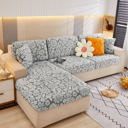 Copertura per Divano in Fleece Jacquard con Motivo Floreale, Fodere per Cuscini di Divano L-Shaped Antiscivolo per Animali Domestici
