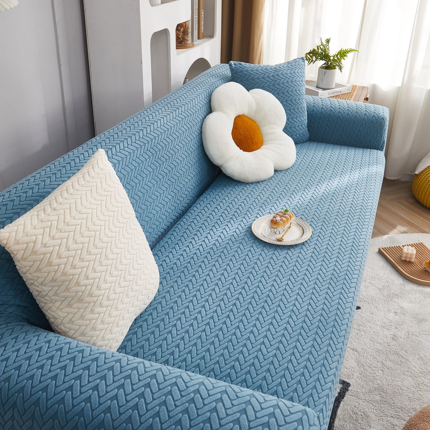 3D Geometric Stretch Sofa Slipcovers Non Slip Pet Friendly Washable Fitted Sofa Covers