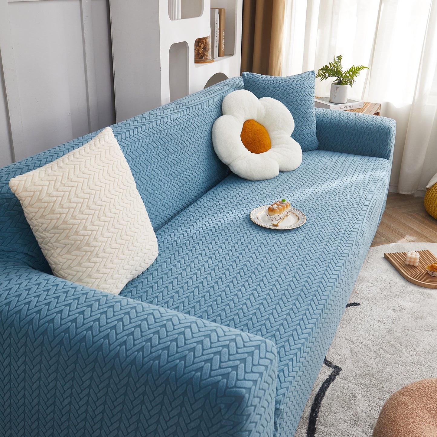 3D Geometric Stretch Sofa Slipcovers Non Slip Pet Friendly Washable Fitted Sofa Covers