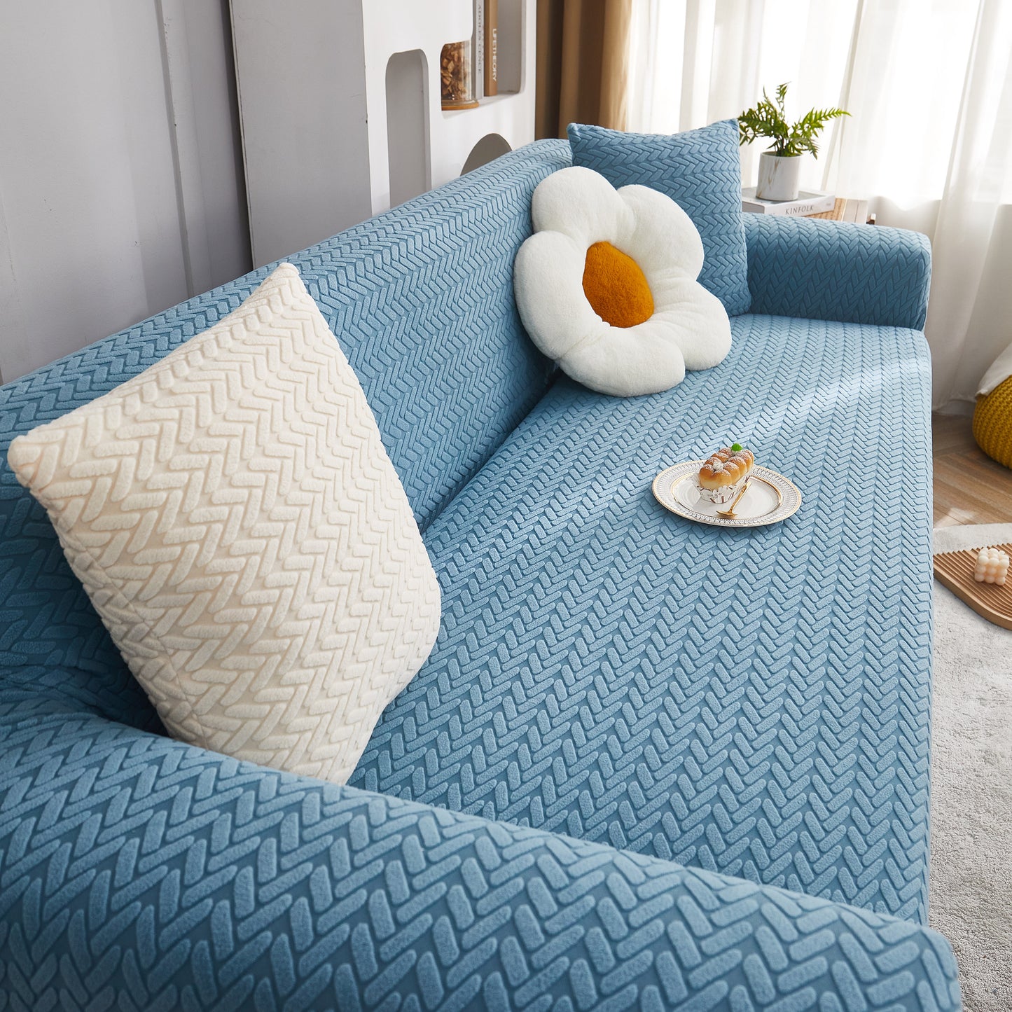 3D Geometric Stretch Sofa Slipcovers Non Slip Pet Friendly Washable Fitted Sofa Covers